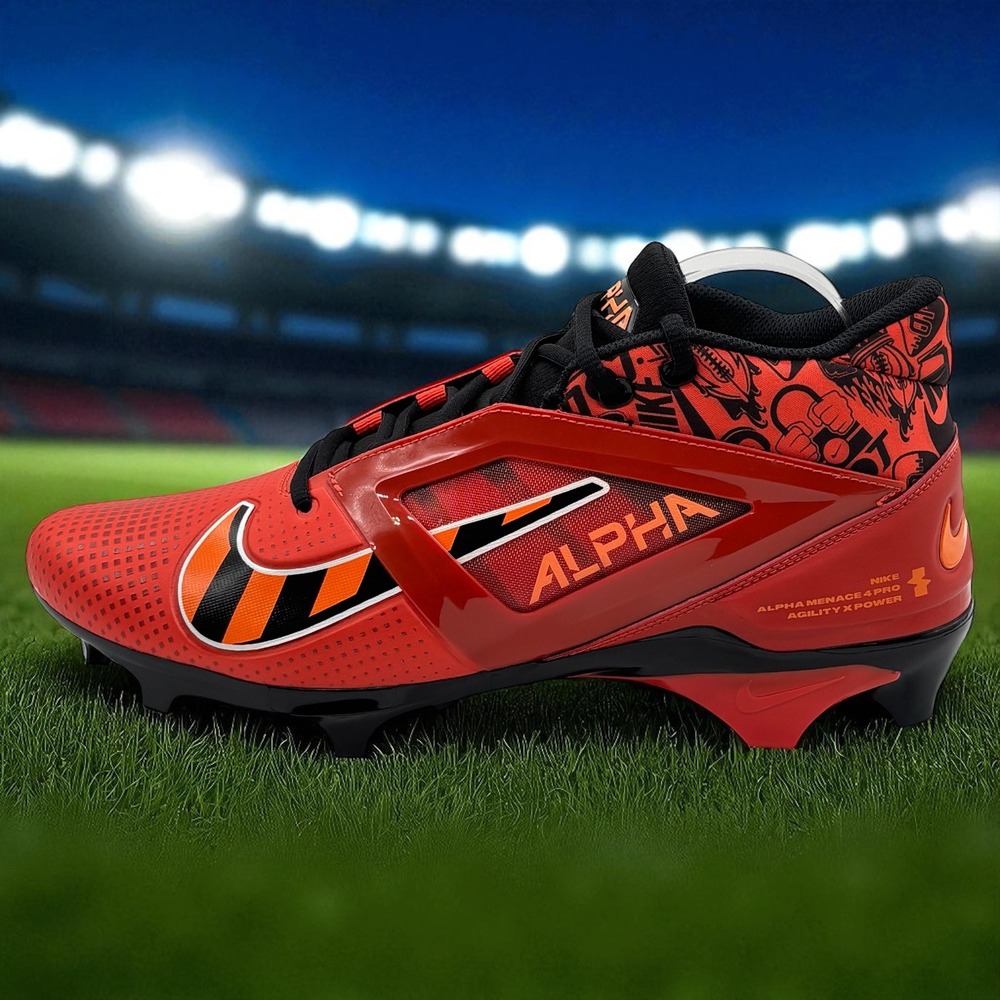 NEW Nike Alpha Menace Pro 4‎ Football Cleats Men 11.5 Picante Red FQ3984-600